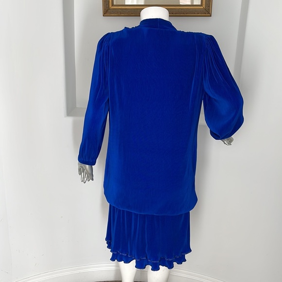 Virginie Paris Vintage 1980'S Long Sleeve Dress Blue - Picture 13 of 13